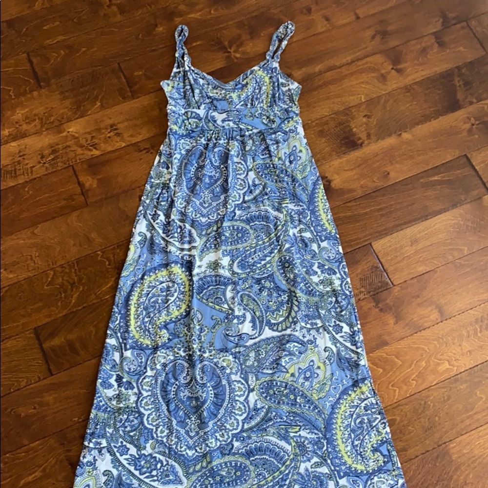 LOFT Blue and Green Paisley Maxi Dress